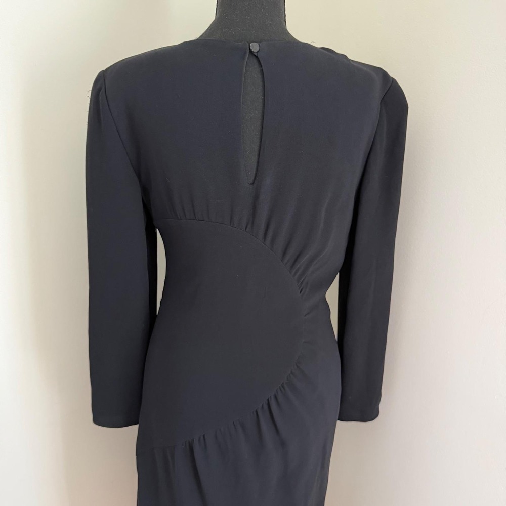 Vtg Valentino Boutique Black Silk Dress Made in Italy Sz10 Asymmetrical flatters - Picture 6 of 16